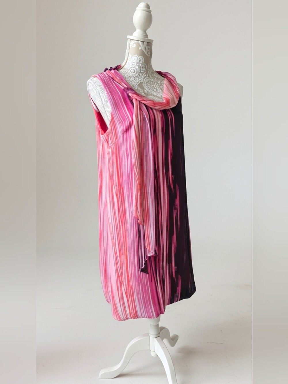 Rabbit Rabbit Rabbit Designs Pink Gradient Cowl Neck Cocktail Dress Size 12 - Picture 7 of 8